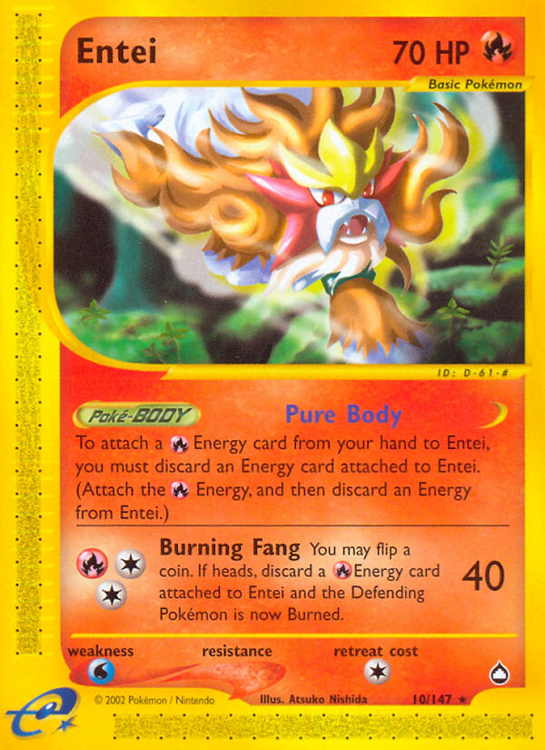 Entei (10/147) - Aquapolis Pokémon Card