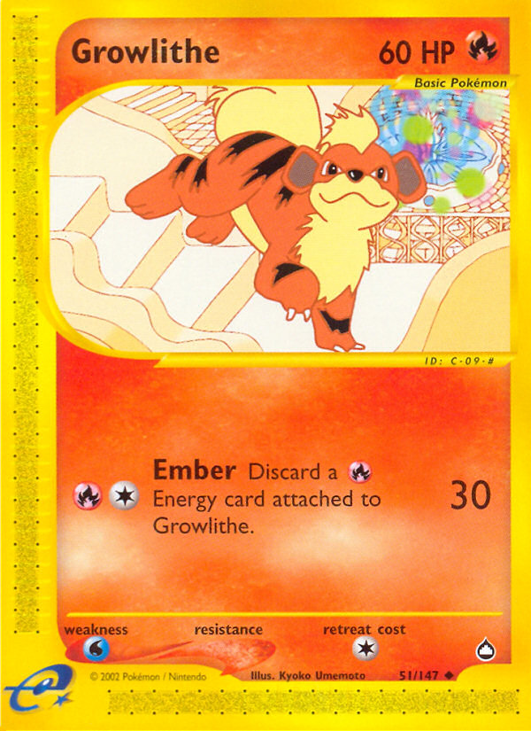 Growlithe (51/147) - Aquapolis Pokémon Card