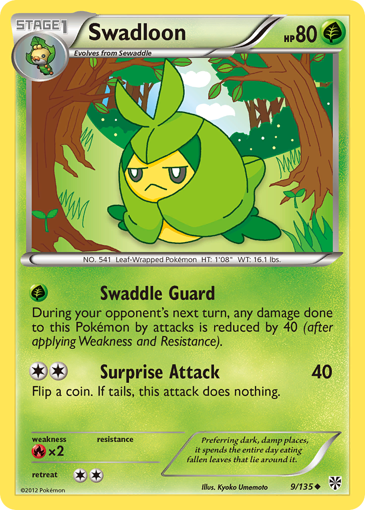 Swadloon (9/135) - Plasma Storm Pokémon Card