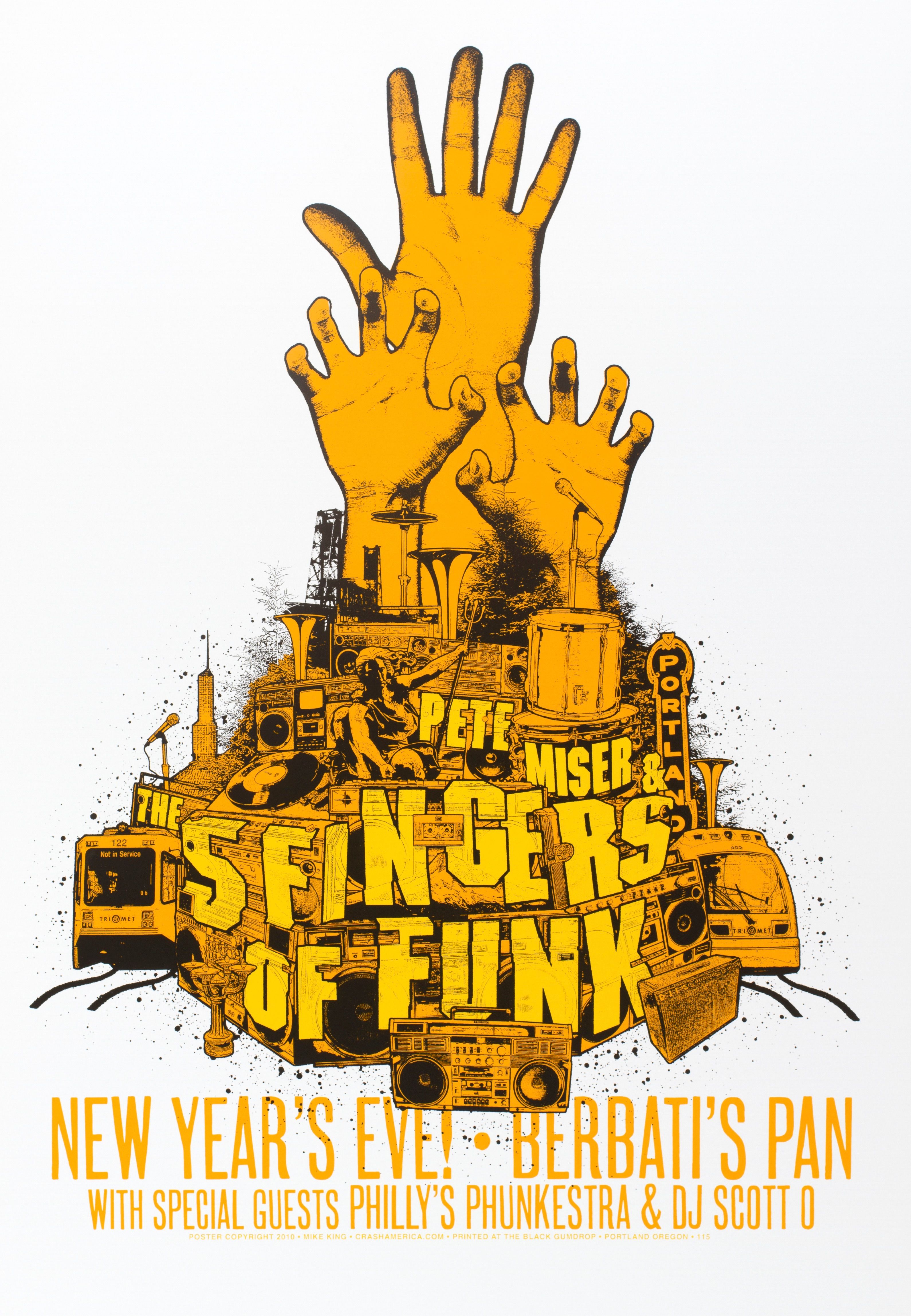 MXP-175.2 Five Fingers Of Funk 2010 Berbatis  Dec 31 Concert Poster