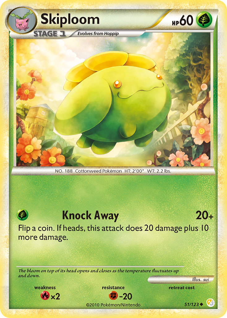 Skiploom (51/123) - HeartGold & SoulSilver Pokémon Card