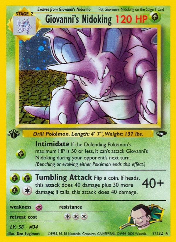 Giovanni's Nidoking (7/132) - Gym Challenge (1st Edition) Pokémon Card