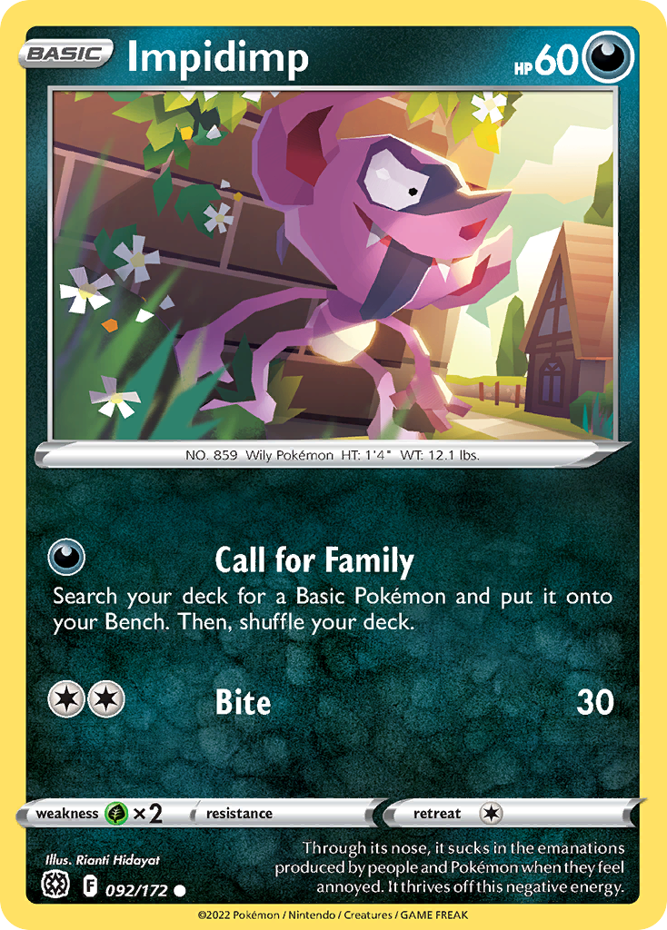 Impidimp (92/172) - Brilliant Stars Pokémon Card