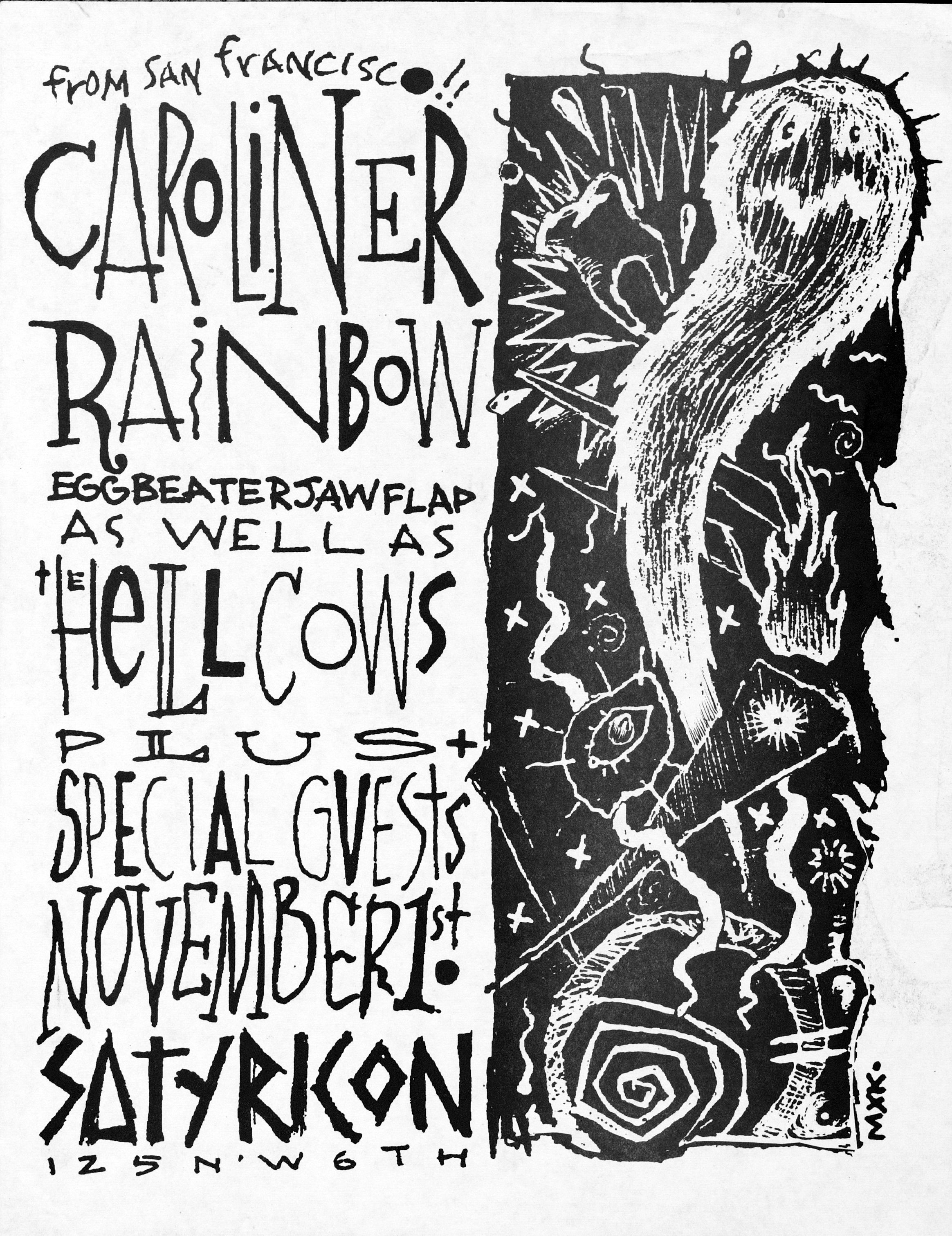 MXP-46.6 Caroliner Rainbow 1987 Satyricon  Nov 1 Concert Poster