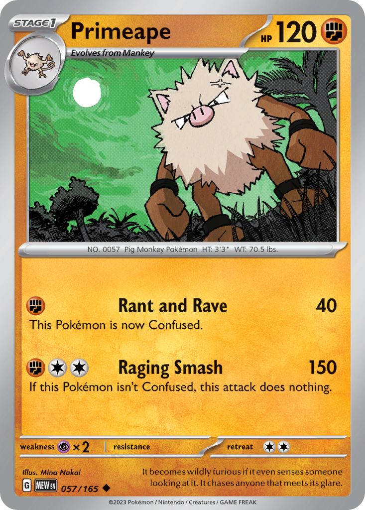 Primeape (57/165) - 151 Pokémon Card