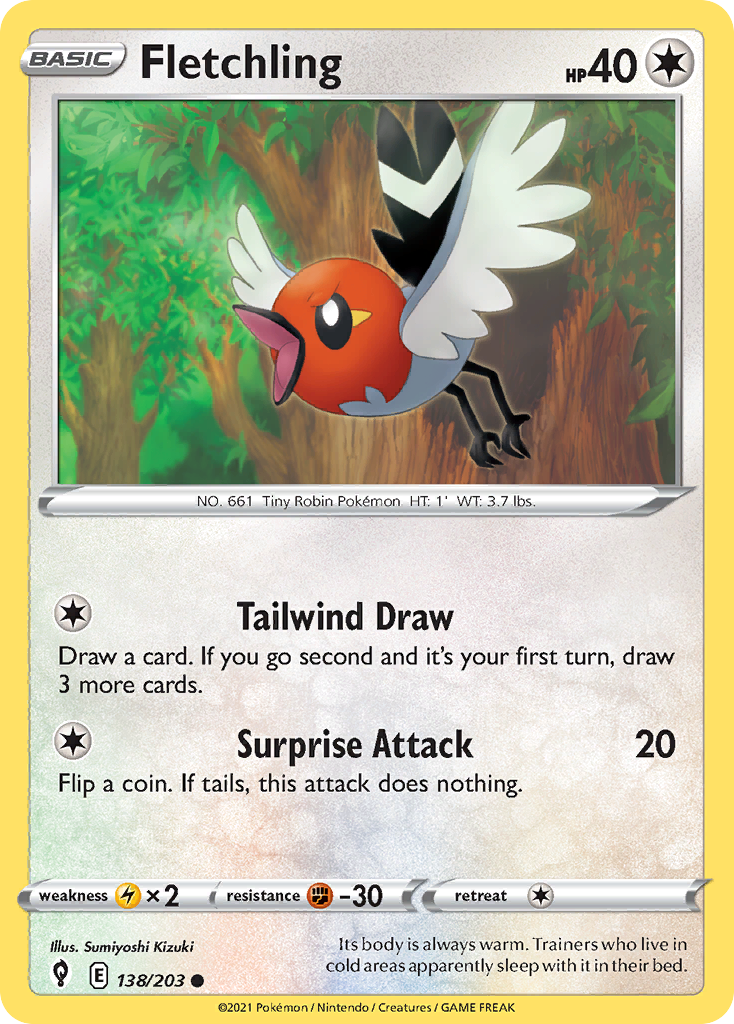 Fletchling (138/203) - Evolving Skies Pokémon Card