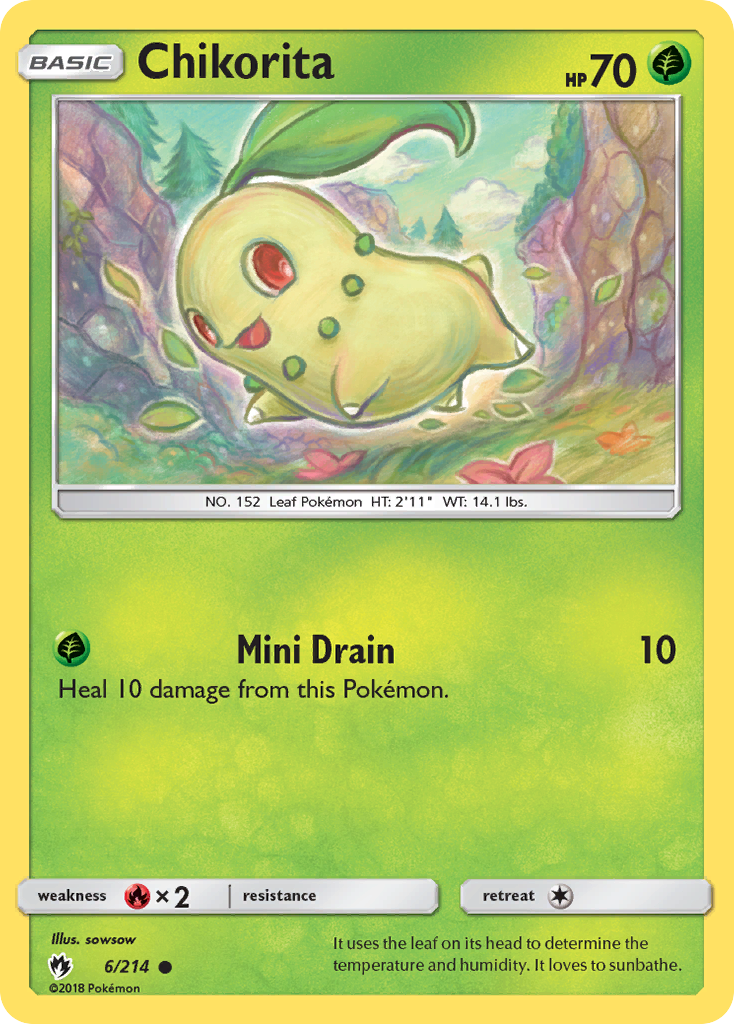 Chikorita (6/214) - Lost Thunder Pokémon Card