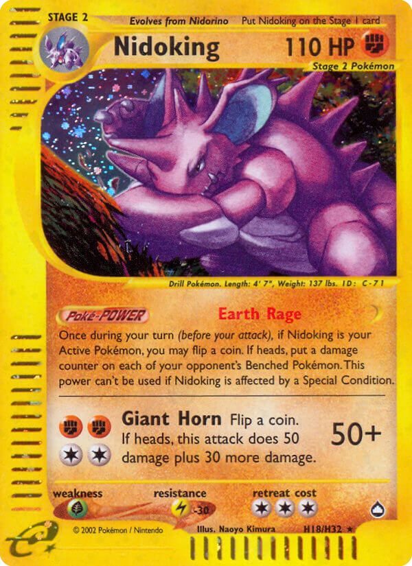 Nidoking (H18) - Aquapolis Pokémon Card