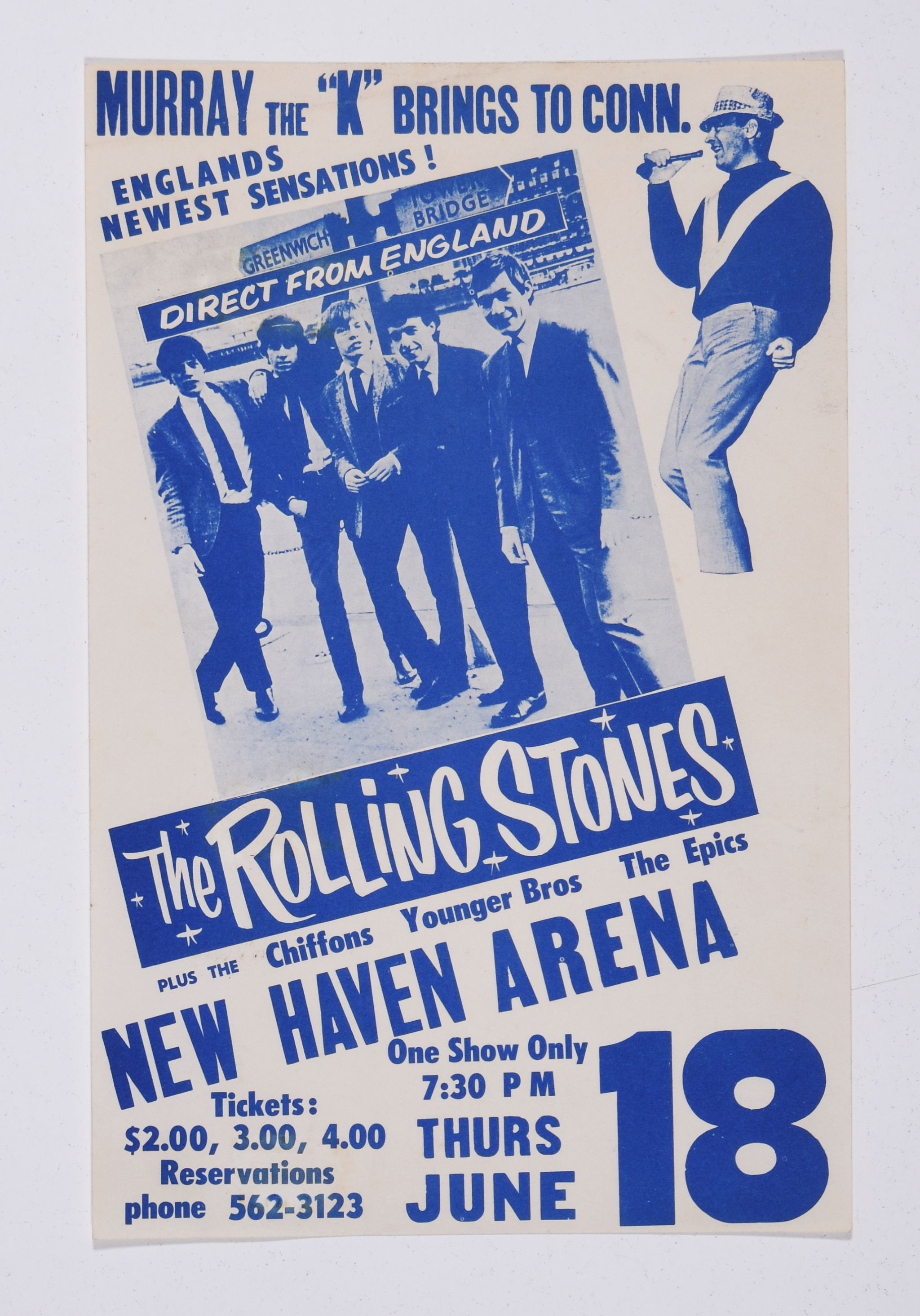 Rolling Stones at New Haven Arena 1964 HANDBILL Concert Poster