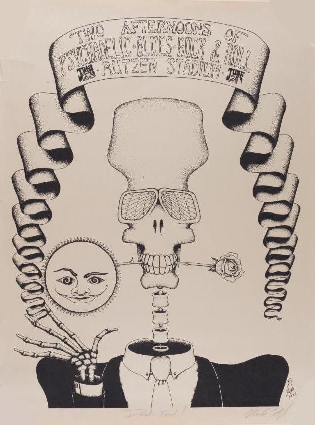 Grateful Dead & Little Feat Autzen Stadium Fan Art 1990 Concert Poster
