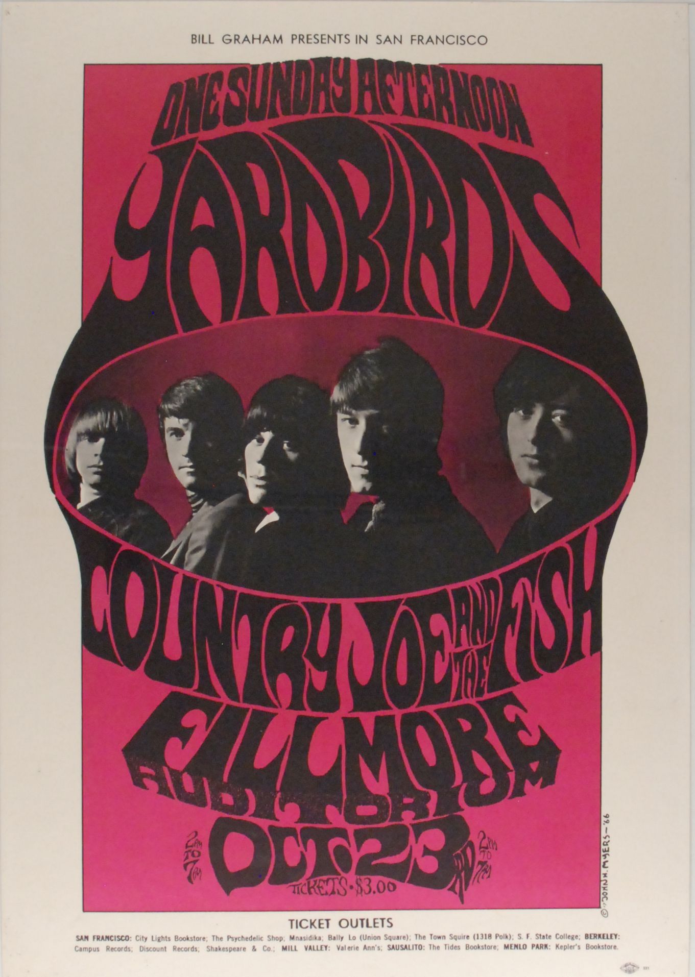 BG-33-OP-1 Yardbirds The Fillmore 1966 Concert Poster
