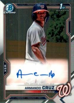 Armando Cruz 2021 Bowman Chrome - Prospect Autographs Baseball #CPA-AC Sports Card