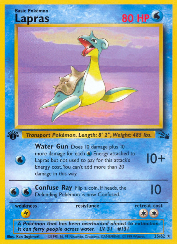 Lapras (25/62) - Fossil (1st Edition) Pokémon Card