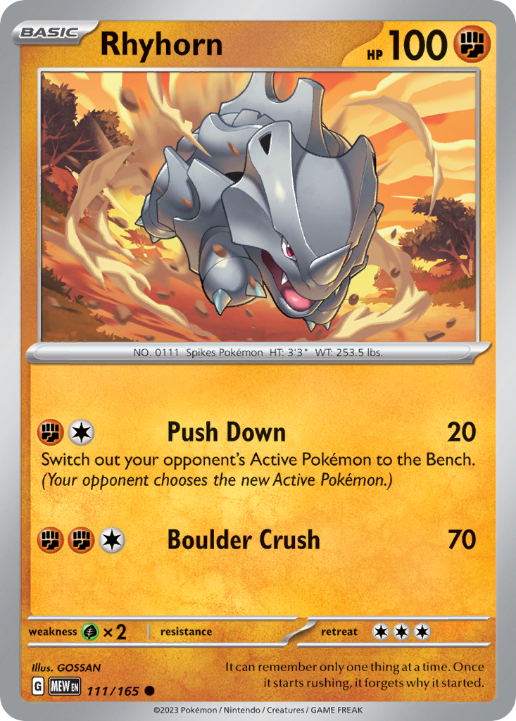 Rhyhorn (111/165) - 151 Pokémon Card