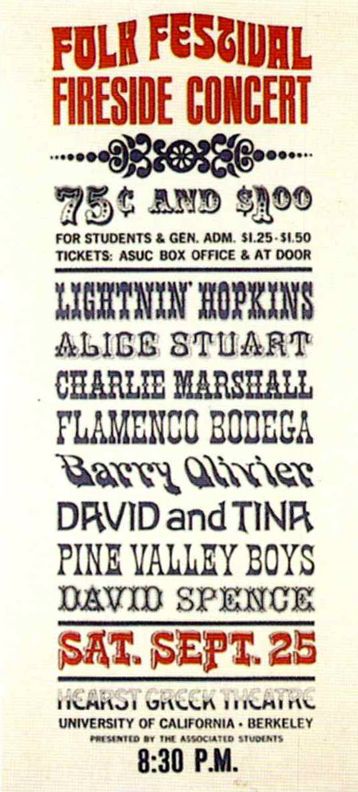 AOR-1.94 Folk Festival Fireside Concert 1965 Concert Poster