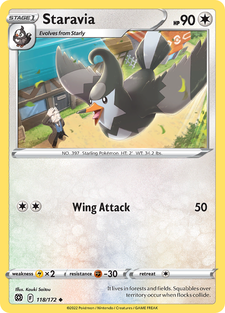 Staravia (118/172) - Brilliant Stars Pokémon Card