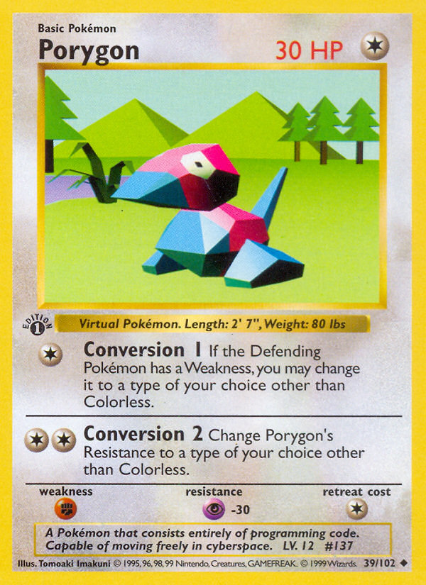 Porygon (39/102) - Base (1st Edition) Pokémon Card