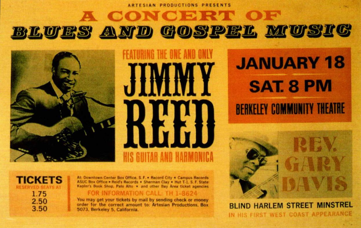 AOR-1.95 Jimmy Reed Berkeley Community Theater 1964 Concert Poster