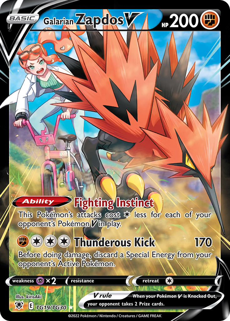 Galarian Zapdos V (TG19) - Astral Radiance Trainer Gallery Pokémon Card