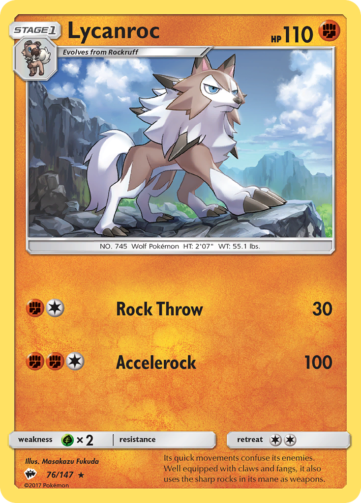 Lycanroc (76/147) - Burning Shadows Pokémon Card