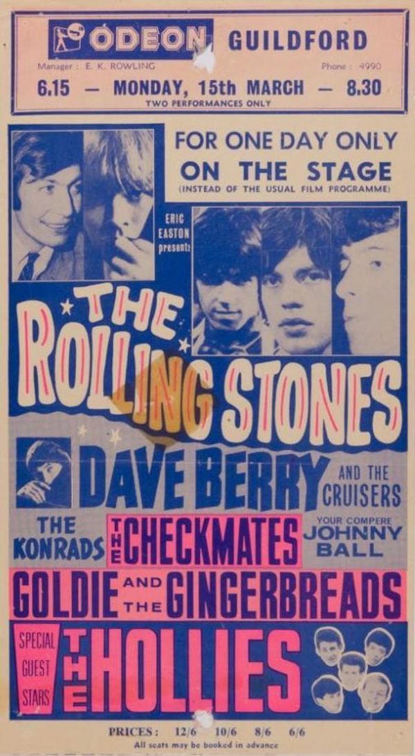Rolling Stones & the Hollies Odeon Guildford Handbill 1965