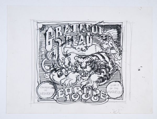 Grateful Dead Europe Tour 1990 - Rick Griffin - Original Preliminary Ink & Pencil Drawing