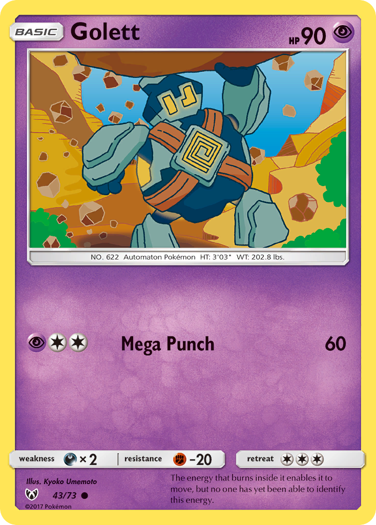 Golett (43/73) - Shining Legends Pokémon Card