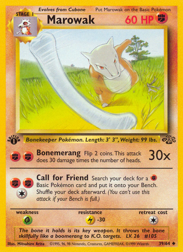 Marowak (39/64) - Jungle (1st Edition) Pokémon Card