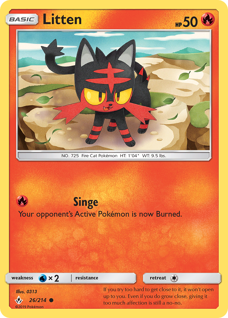 Litten (26/214) - Unbroken Bonds Pokémon Card