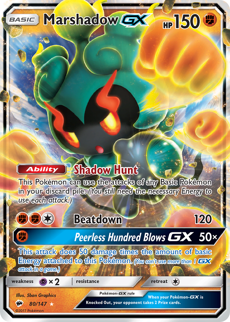 Marshadow GX (80/147) - Burning Shadows Pokémon Card