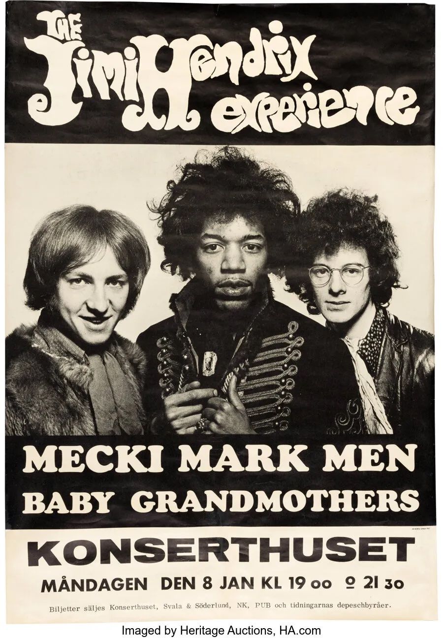 Jimi Hendrix Experience Konserthuset 1968 Concert Poster