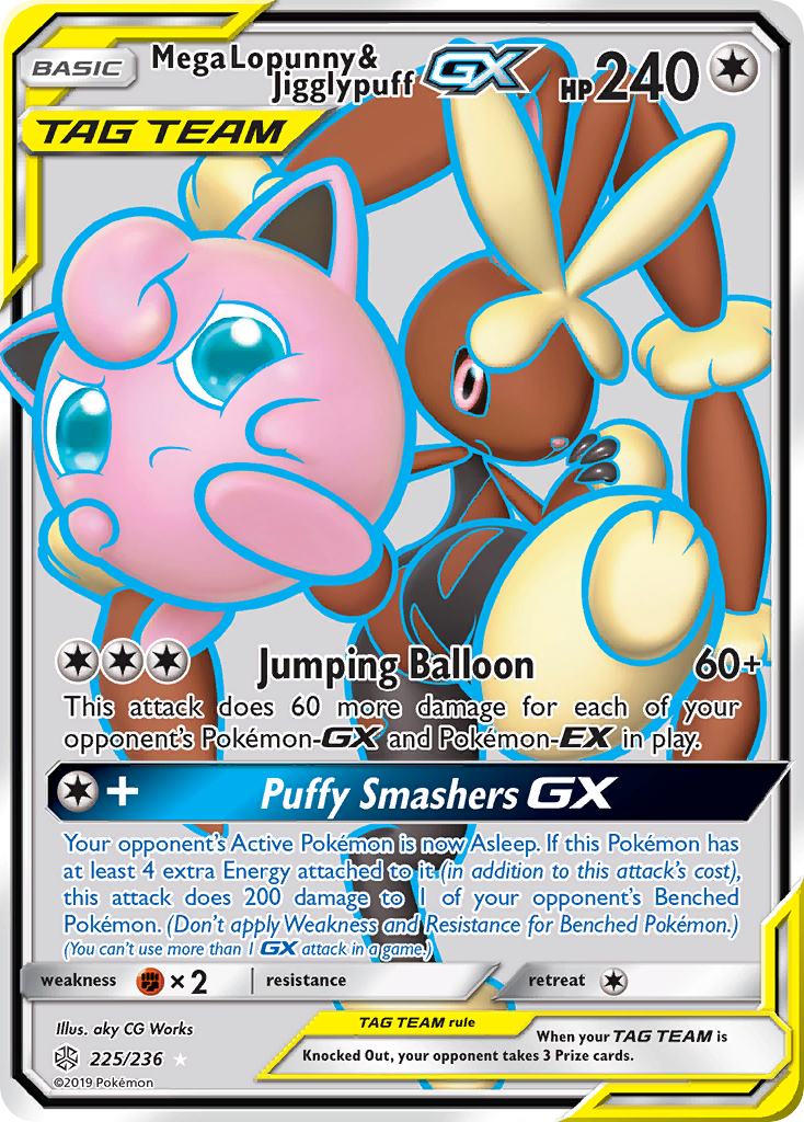 Mega Lopunny & Jigglypuff GX (225/236) - Cosmic Eclipse Pokémon Card