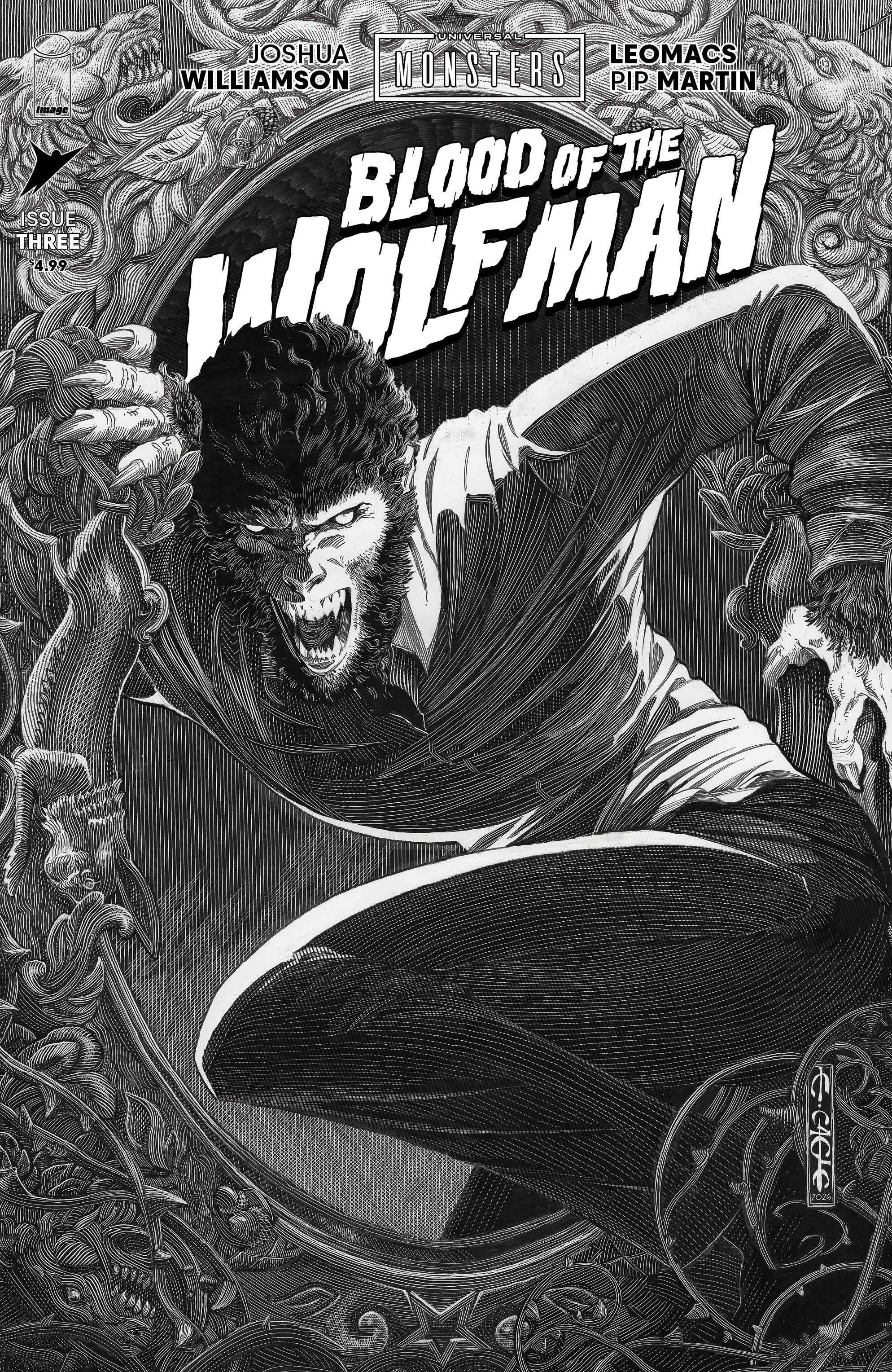 Universal Monsters Blood Of The Wolf Man #3 (Cvr D Inc 1:25 Evan Cagle B&W Classic Horror Variant) Comic