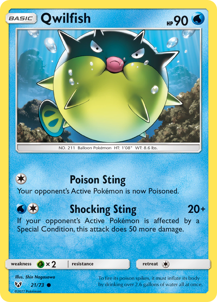 Qwilfish (21/73) - Shining Legends Pokémon Card