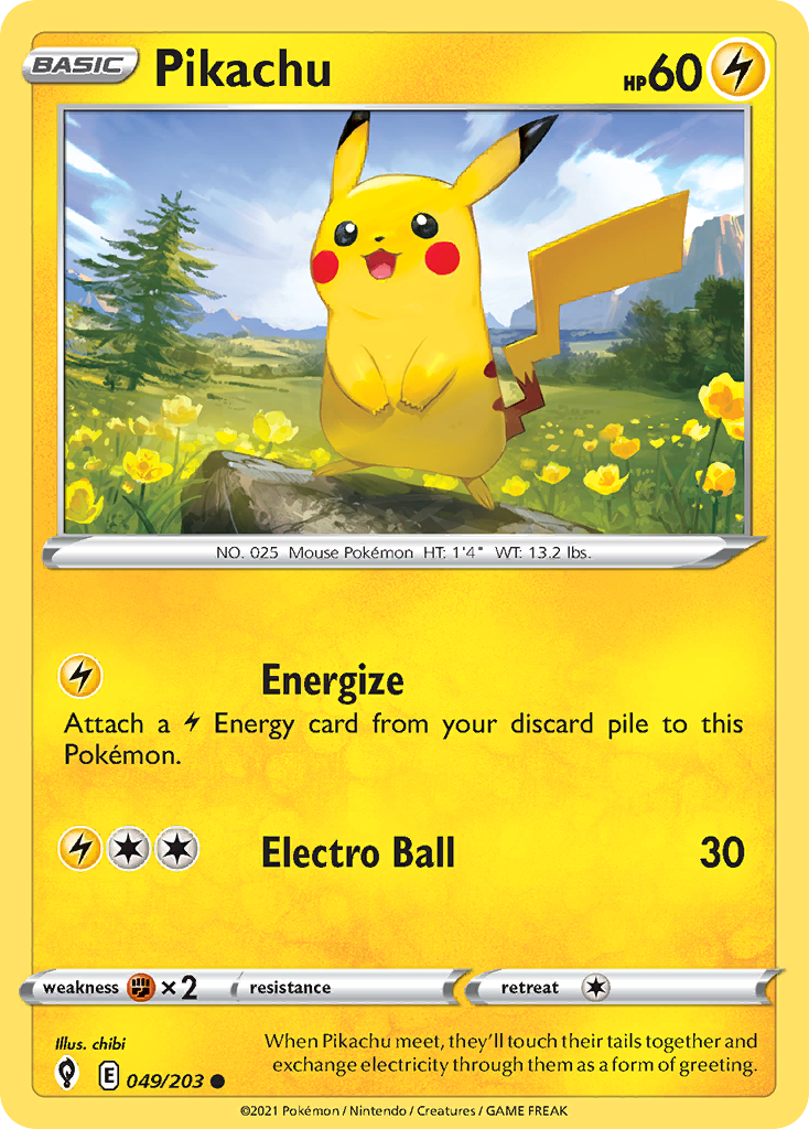 Pikachu (49/203) - Evolving Skies Pokémon Card