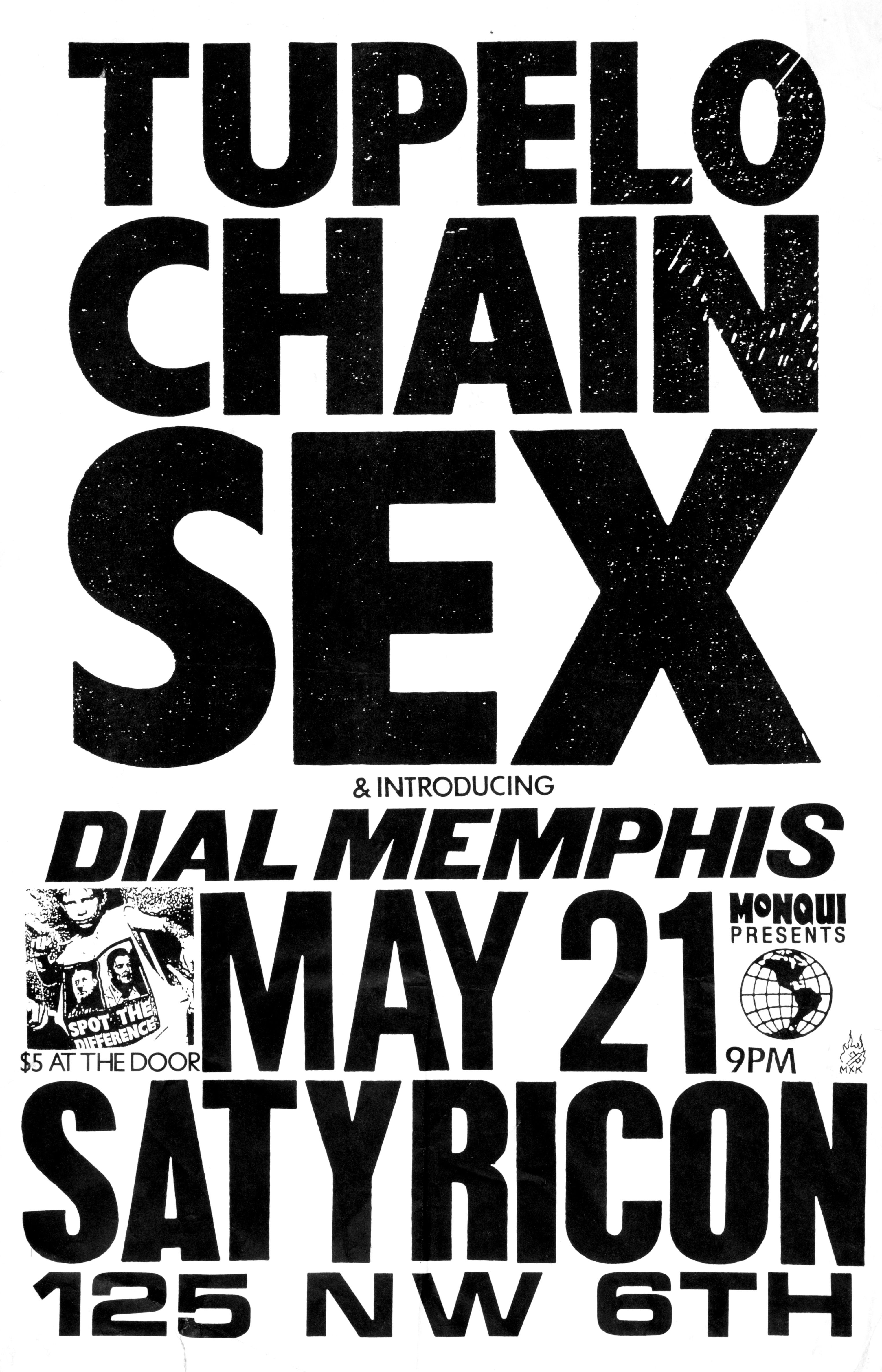 MXP-78.3 Tupelo Chain Sex 1985 Satyricon  May 21 Concert Poster