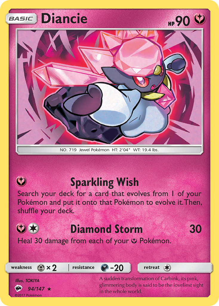 Diancie (94/147) - Burning Shadows Pokémon Card