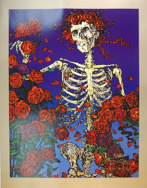 Grateful Dead Skeleton & Roses Lithograph 1995