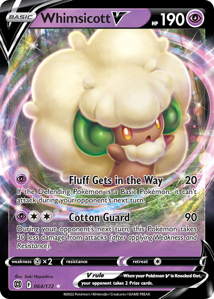 Whimsicott V (64/172) - Brilliant Stars Pokémon Card