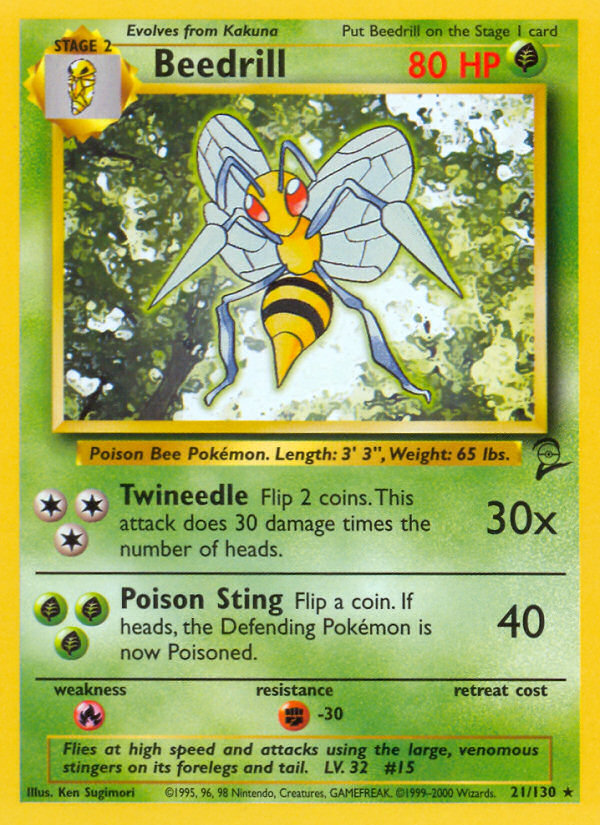 Beedrill (21/130) - Base Set 2 Pokémon Card