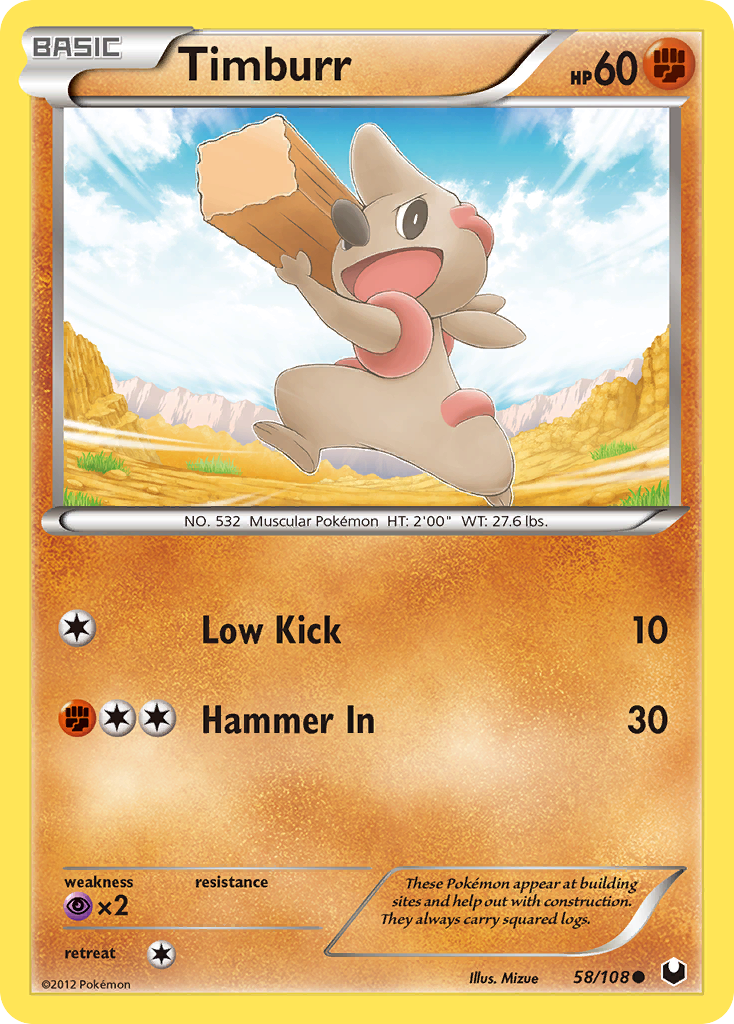 Timburr (58/108) - Dark Explorers Pokémon Card