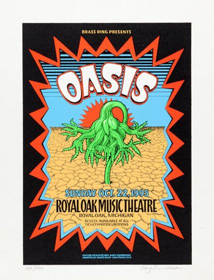Oasis Royal Oak Music Theatre 1995 Concert Poster
