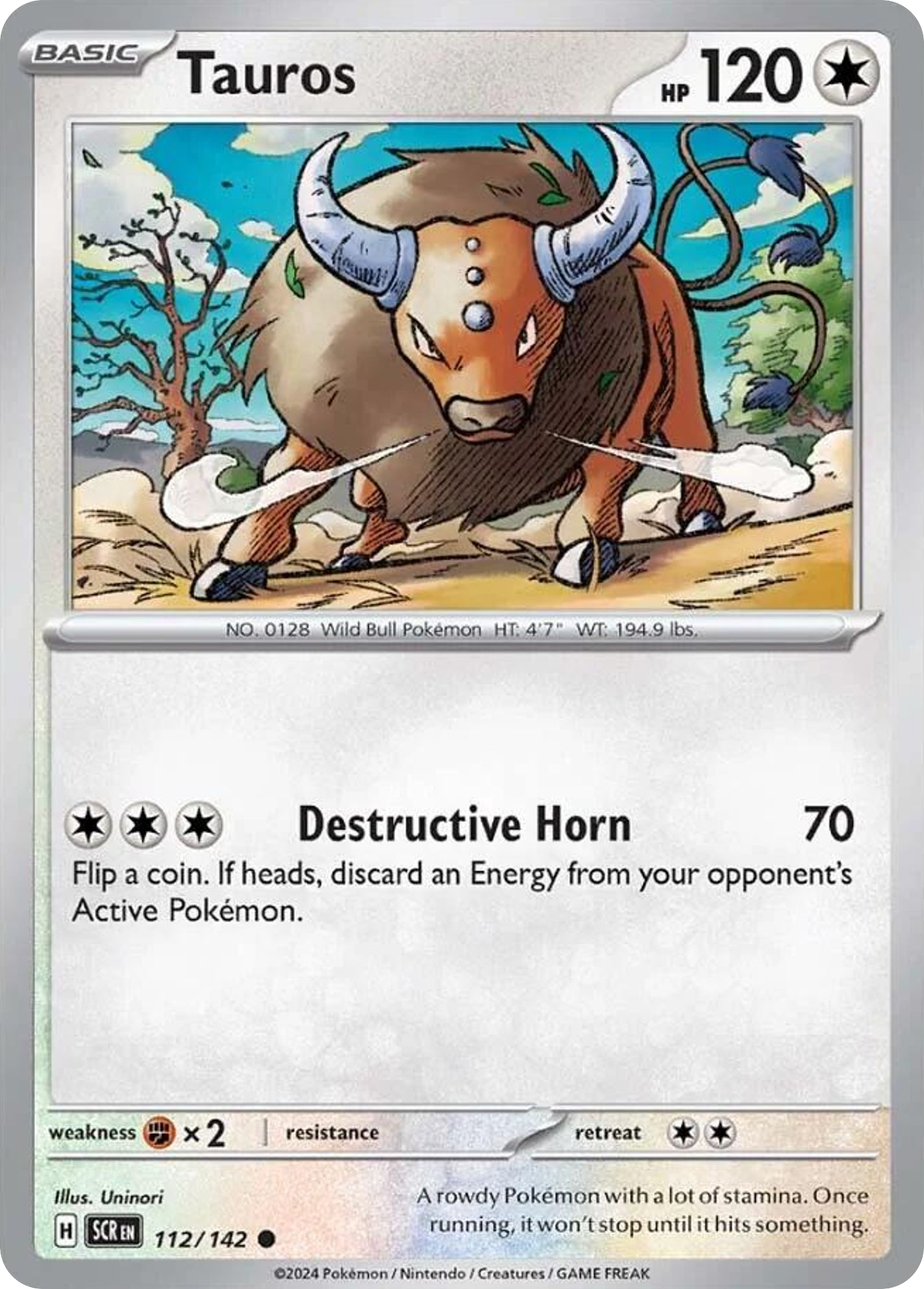 Tauros (112/142) - Stellar Crown Pokémon Card