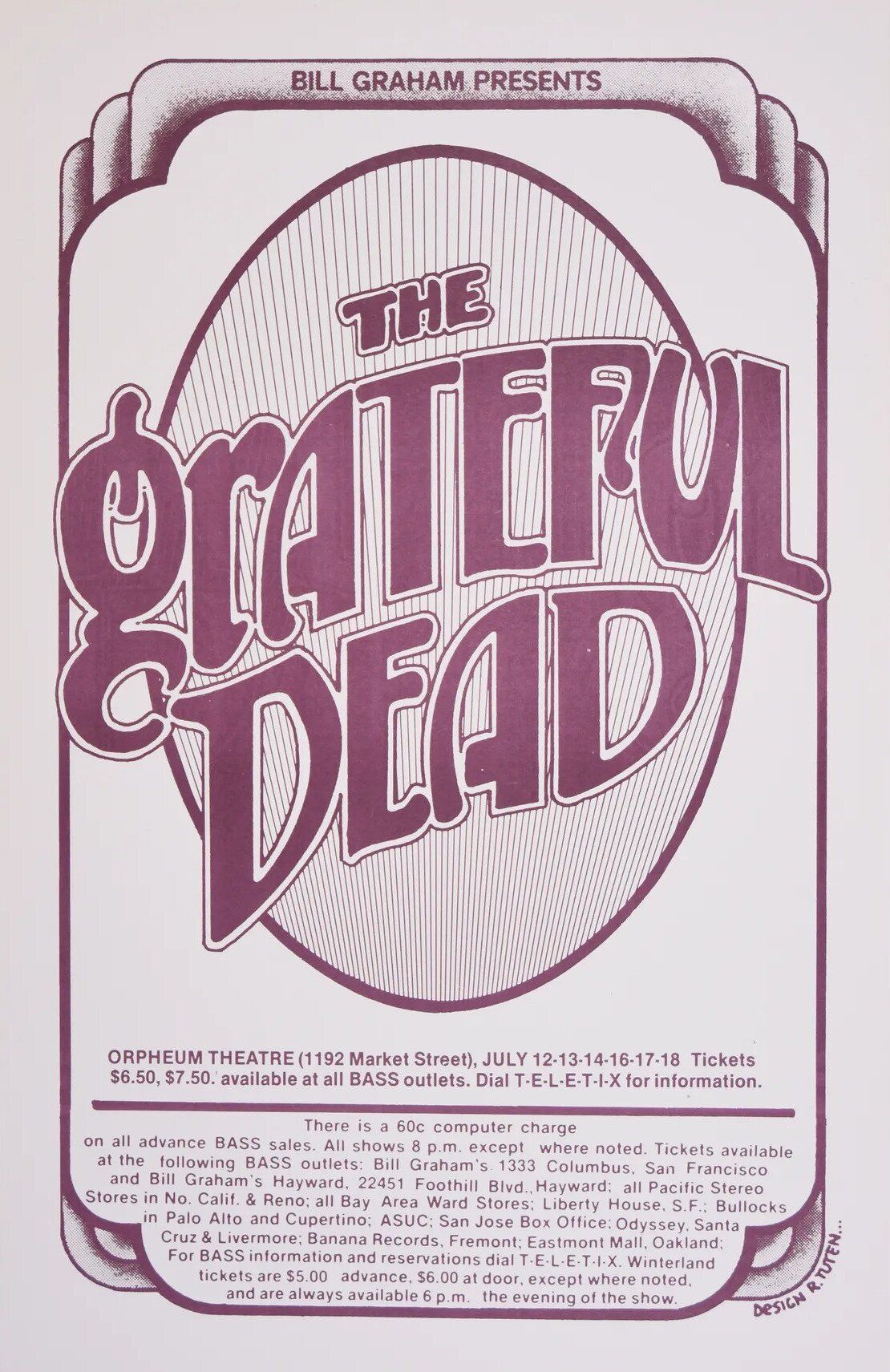 Grateful Dead Orpheum Theatre 1976 Concert Poster