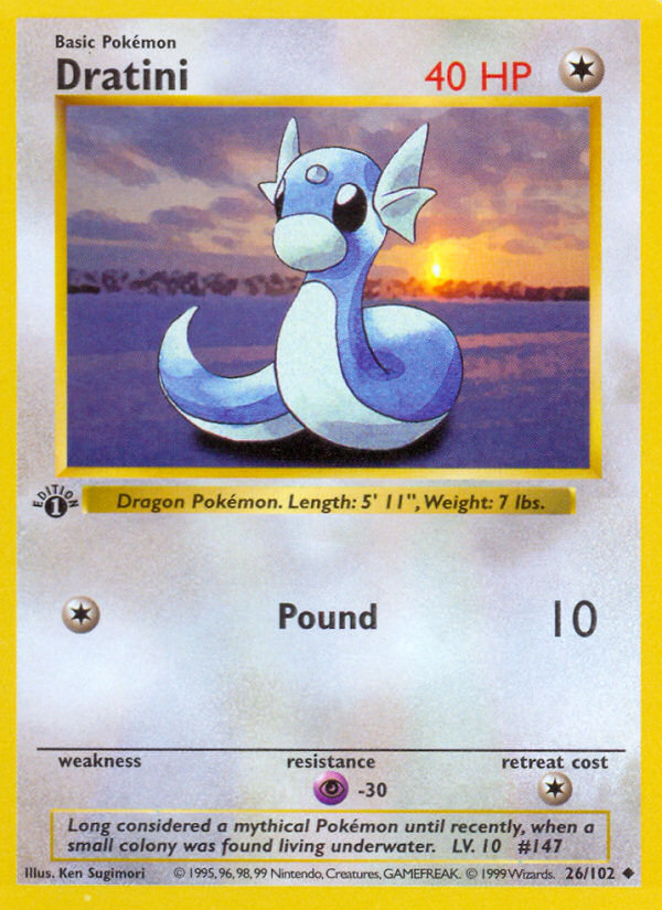 Dratini (26/102) - Base (1st Edition) Pokémon Card