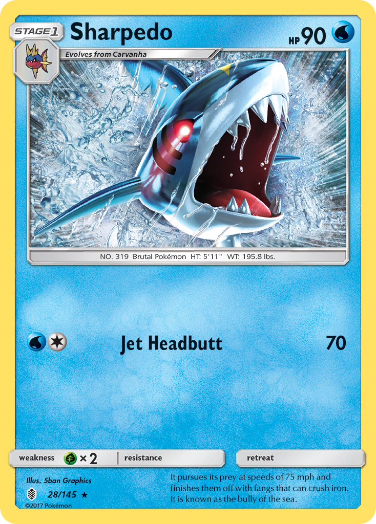 Sharpedo (28/145) - Guardians Rising Pokémon Card