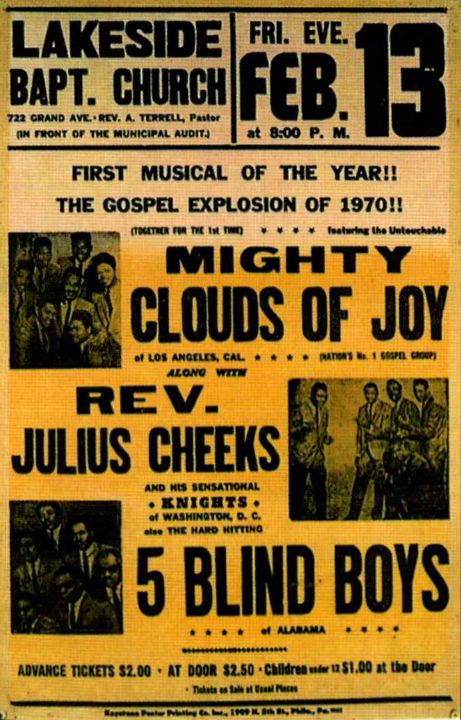 AOR-1.54 Mighty Clouds of Joy Lakeside Baptist Church 1970 Concert Poster