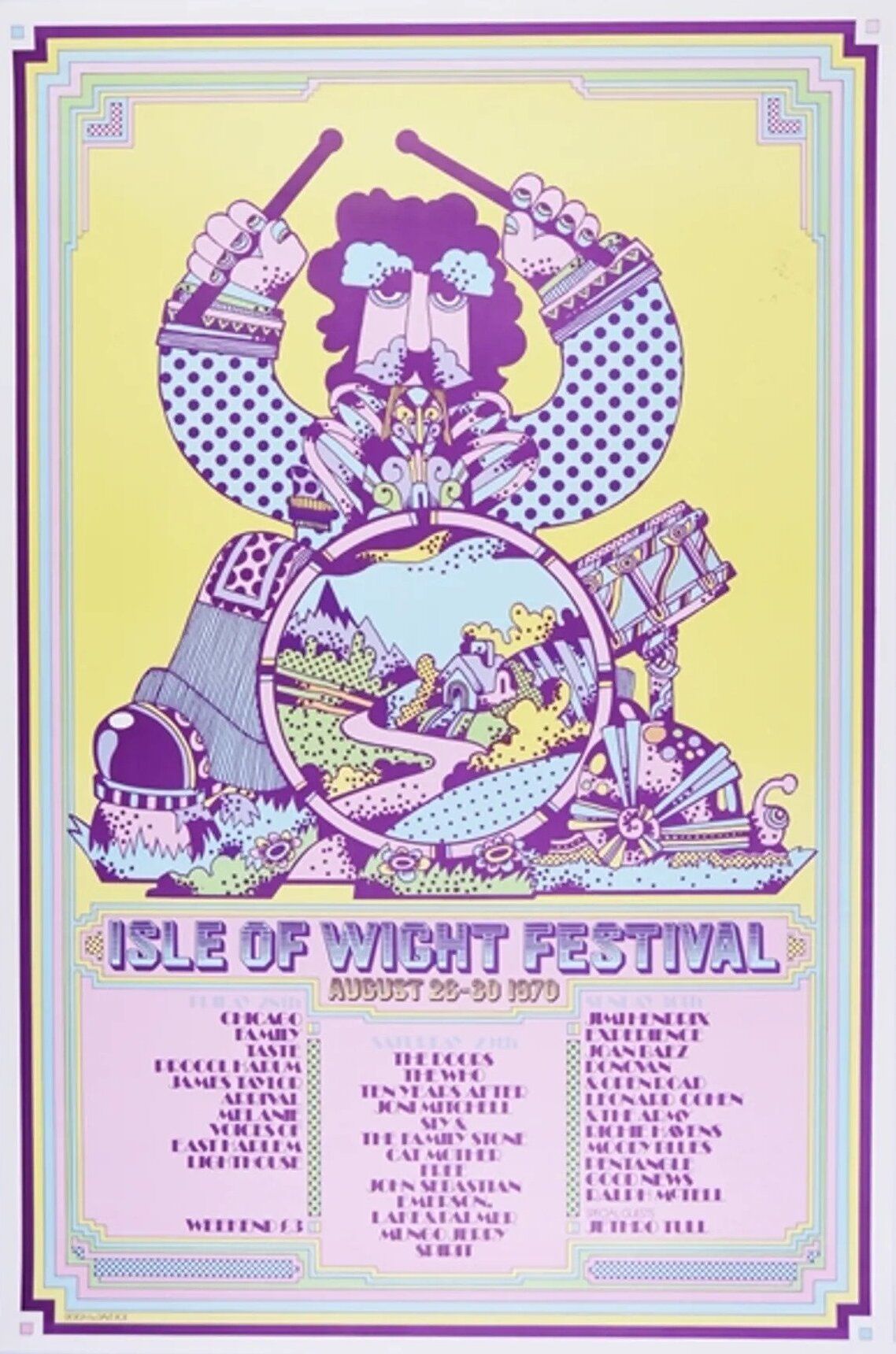 The Doors with The Who & Jimi Hendrix Isle of Wight Festival 1970 Concert Poster