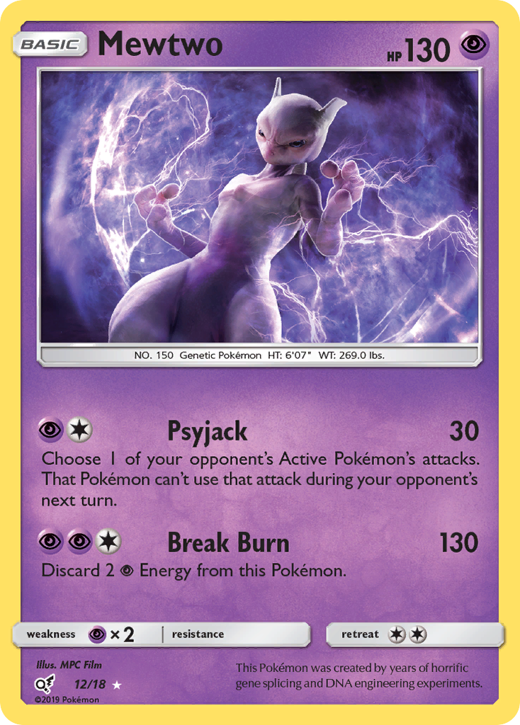 Mewtwo (12/18) - Detective Pikachu Pokémon Card