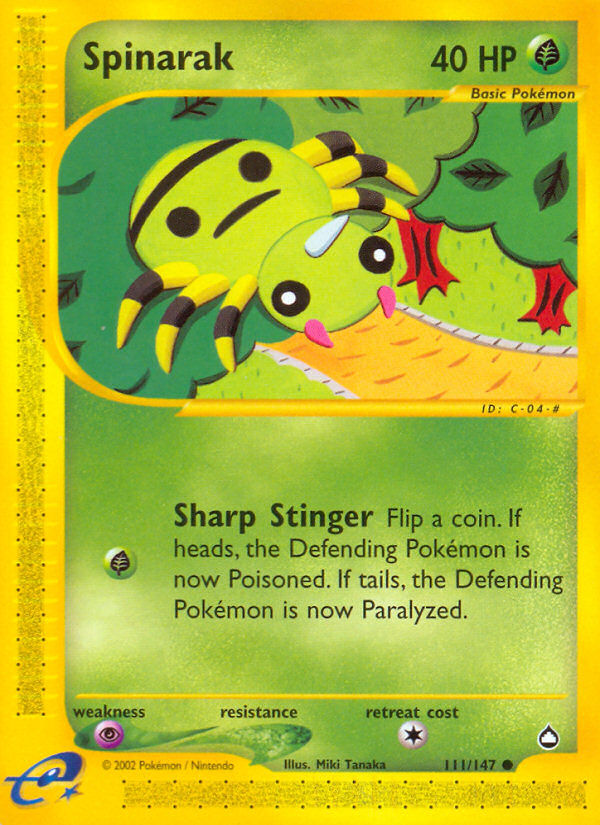 Spinarak (111/147) - Aquapolis Pokémon Card